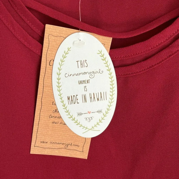 Cinnamon Girl Chiffon Slip Dress S Red Sleeveless Tiered‎ Asymmetrical Hem Midi - Picture 5 of 10